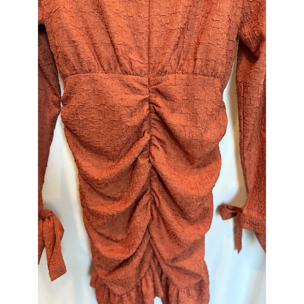 Mini Ruffle Bodycon Cocktail Dress Size 6 Ruched Textured Flirty Party Event - Picture 12 of 15